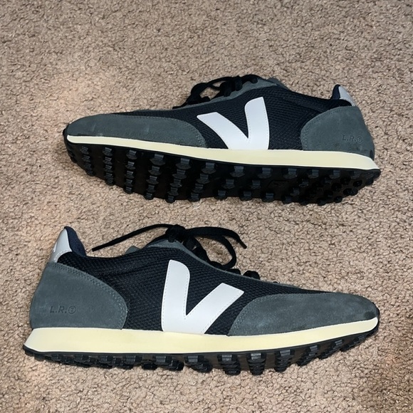 Veja Rio Branco Alveo Mesh Suede Leather Sneakers Black White Oxford Gray 12 - Picture 5 of 8